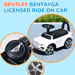AIYAPLAY Bentley Licensed Ride on Car, Foot to Floor w/ Music Horn - White
