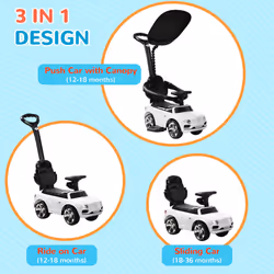 AIYAPLAY Bentley Bentayga Licensed Baby Push Car w/ Under Seat Storage - White