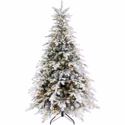 HOMCOM 6 Ft Artificial Christmas Tree with Realistic Snow Branches, LED Lights
