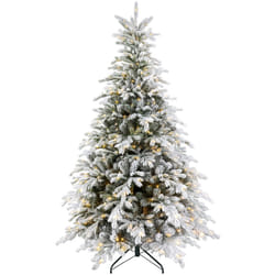 HOMCOM 6 Ft Artificial Christmas Tree with Realistic Snow Branches, LED Lights