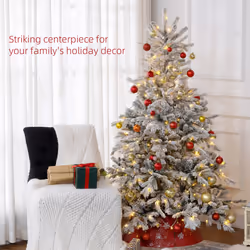 HOMCOM 6 Ft Artificial Christmas Tree with Realistic Snow Branches, LED Lights