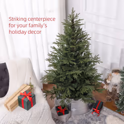 HOMCOM 5 Foot Artificial Christmas Tree with Realistic Hinged Branches, Green