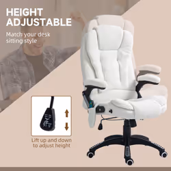 Vinsetto Office Chair w/ Heating Massage Points Relaxing Reclining White - Additional view 4