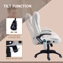 Vinsetto Office Chair w/ Heating Massage Points Relaxing Reclining White - Additional view 5