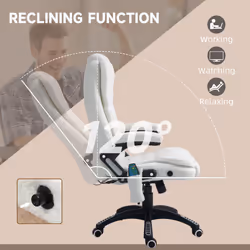 Vinsetto Office Chair w/ Heating Massage Points Relaxing Reclining White - Additional view 6