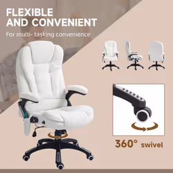 Vinsetto Office Chair w/ Heating Massage Points Relaxing Reclining White - Additional view 7