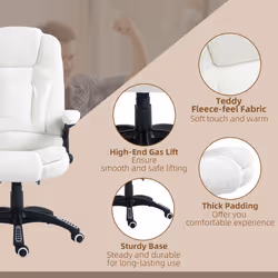 Vinsetto Office Chair w/ Heating Massage Points Relaxing Reclining White - Additional view 8