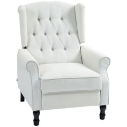 HOMCOM Manual Reclining Armchair Recliner with Footrest Cream White