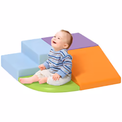 HOMCOM 4-piece Soft Play Set Climb and Crawl Foam Activity Toys Orange