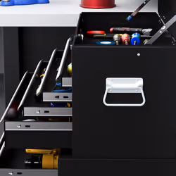 HOMCOM Top Chest and Roller Cabinet Combo Metal Tool Cabinet on Wheels Black - Additional view 7