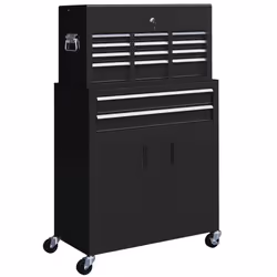 HOMCOM Top Chest and Roller Cabinet Combo Metal Tool Cabinet on Wheels Black - Additional view 8