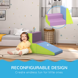 HOMCOM 2 Piece Soft Play Set for Toddler Climb and Crawl, Blue