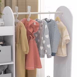 AIYAPLAY Kids Clothes Rail with Storage Shelf, Boxes, Mirror, White - Additional view 7