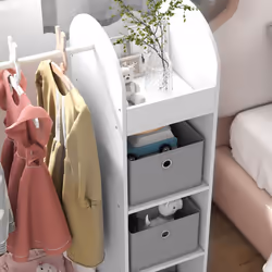 AIYAPLAY Kids Clothes Rail with Storage Shelf, Boxes, Mirror, White - Additional view 8