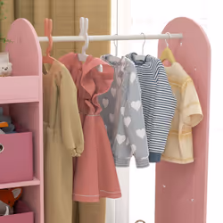 AIYAPLAY Kids Clothes Rail with Storage Shelf, Boxes, Mirror, Pink - Additional view 7