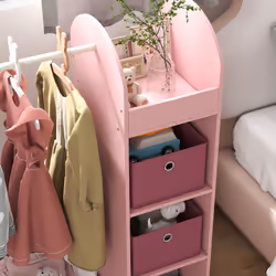 AIYAPLAY Kids Clothes Rail with Storage Shelf, Boxes, Mirror, Pink - Additional view 8