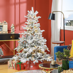 HOMCOM 5 Ft Artificial Christmas Tree with Realistic Snow Branches, LED Lights