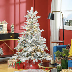 HOMCOM 5 Ft Artificial Christmas Tree with Realistic Snow Branches, LED Lights