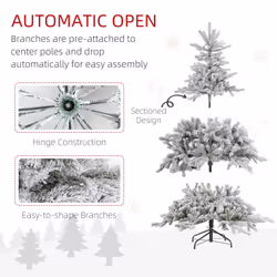 HOMCOM 5 Ft Artificial Christmas Tree with Realistic Snow Branches, LED Lights - Additional view 4