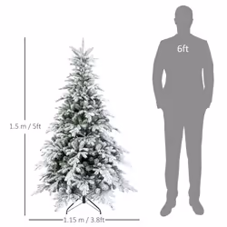 HOMCOM 5 Ft Artificial Christmas Tree with Realistic Snow Branches, LED Lights - Additional view 7