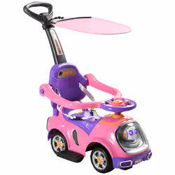 AIYAPLAY 3 in 1 Ride on Push Car, Cartoon Robot Foot to Floor Slider - Pink