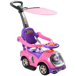 AIYAPLAY 3 in 1 Ride on Push Car, Cartoon Robot Foot to Floor Slider - Pink