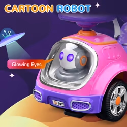 AIYAPLAY 3 in 1 Ride on Push Car, Cartoon Robot Foot to Floor Slider - Pink