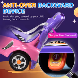 AIYAPLAY 3 in 1 Ride on Push Car, Cartoon Robot Foot to Floor Slider - Pink