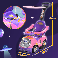 AIYAPLAY 3 in 1 Ride on Push Car, Cartoon Robot Foot to Floor Slider - Pink - Additional view 6