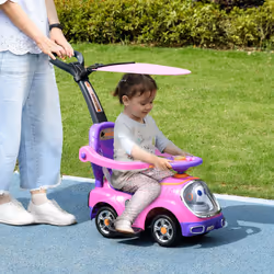 AIYAPLAY 3 in 1 Ride on Push Car, Cartoon Robot Foot to Floor Slider - Pink - Additional view 7