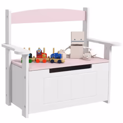 AIYAPLAY 2 in 1 Toy Box for Kids with Safety Lid for Bedroom, Nursery, Pink
