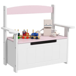 AIYAPLAY 2 in 1 Toy Box for Kids with Safety Lid for Bedroom, Nursery, Pink
