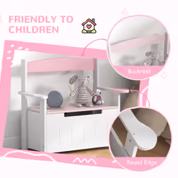 AIYAPLAY 2 in 1 Toy Box for Kids with Safety Lid for Bedroom, Nursery, Pink - Additional view 4