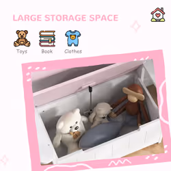AIYAPLAY 2 in 1 Toy Box for Kids with Safety Lid for Bedroom, Nursery, Pink - Additional view 7
