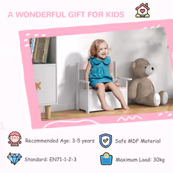 AIYAPLAY 2 in 1 Toy Box for Kids with Safety Lid for Bedroom, Nursery, Pink - Additional view 8