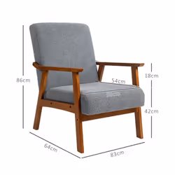 HOMCOM Boucle Accent Chair Armchair W/ Wide Seat for Living Room Bedroom, Grey