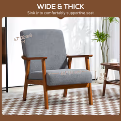 HOMCOM Boucle Accent Chair Armchair W/ Wide Seat for Living Room Bedroom, Grey