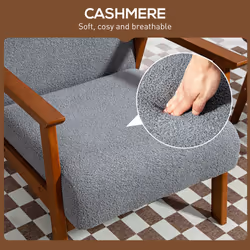 HOMCOM Boucle Accent Chair Armchair W/ Wide Seat for Living Room Bedroom, Grey - Additional view 4
