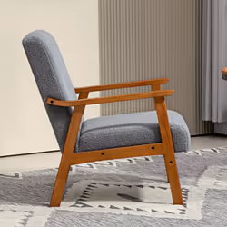 HOMCOM Boucle Accent Chair Armchair W/ Wide Seat for Living Room Bedroom, Grey - Additional view 6