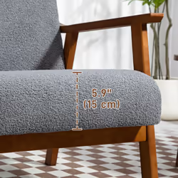 HOMCOM Boucle Accent Chair Armchair W/ Wide Seat for Living Room Bedroom, Grey - Additional view 7