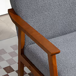 HOMCOM Boucle Accent Chair Armchair W/ Wide Seat for Living Room Bedroom, Grey - Additional view 8