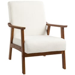 HOMCOM Boucle Accent Chair Armchair W/ Wide Seat for Living Room Bedroom, White