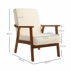 HOMCOM Boucle Accent Chair Armchair W/ Wide Seat for Living Room Bedroom, White