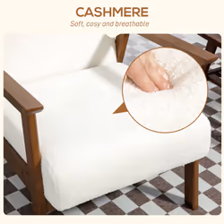 HOMCOM Boucle Accent Chair Armchair W/ Wide Seat for Living Room Bedroom, White - Additional view 4