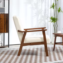 HOMCOM Boucle Accent Chair Armchair W/ Wide Seat for Living Room Bedroom, White - Additional view 7