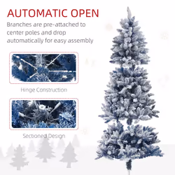 HOMCOM 6 Foot Artificial Blue Snow Flocked Christmas Tree with Hinged Branches - Additional view 4