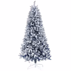 HOMCOM 6 Foot Artificial Blue Snow Flocked Christmas Tree with Hinged Branches - Additional view 8