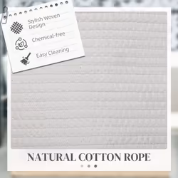 HOMCOM 88L Cotton Rope Laundry Basket with Handles for Pillows Clothes Cream