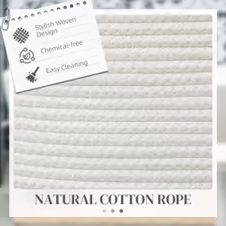 HOMCOM 36L Cotton Rope Laundry Basket with Handles for Pillows Clothes Cream
