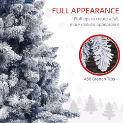 HOMCOM 5 Foot Artificial Blue Snow Flocked Christmas Tree with Hinged Branches
